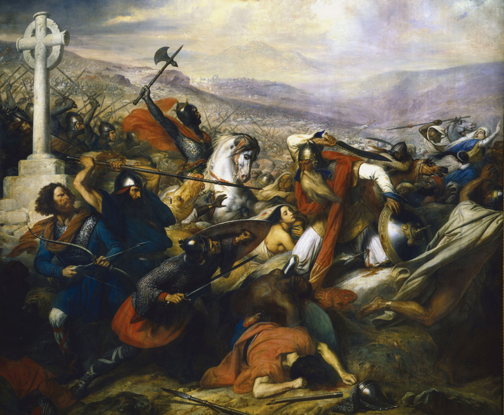 Battle of Poitiers, ca.732 CE, painted between 1834-1837 by Charles de Steuben (1788-1856) Versailles.